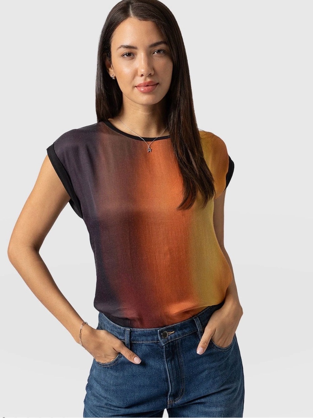 Saint + Sofia Turn Up Contrast Tee Blue Gradient